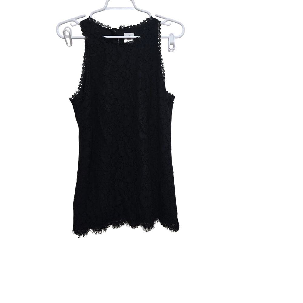 Cabi Black Lace Sleeveless Top Medium Scalloped Trim